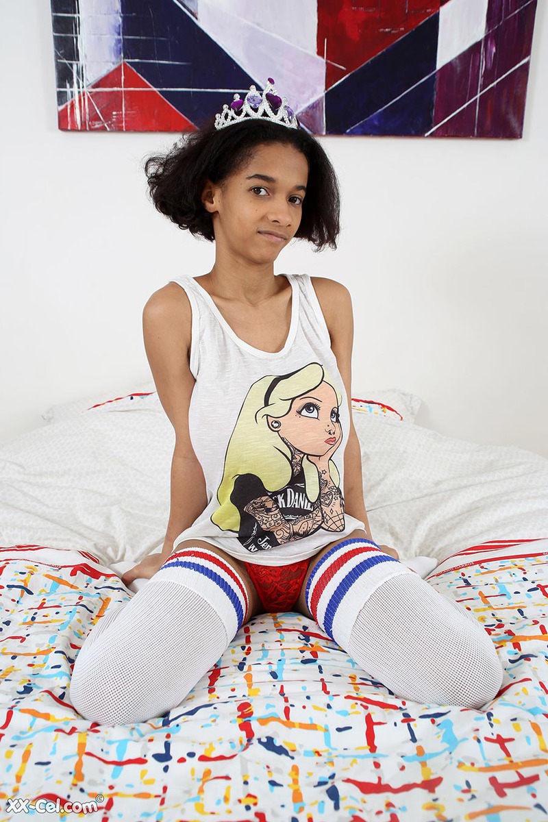 Busty Ebony Teen Addison In Sock - 1